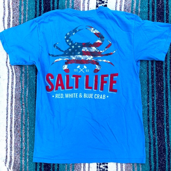 Salt Life Mens Red White Blue Crab 